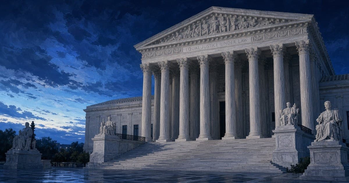 Editorial illustration of the United States Supreme Court building