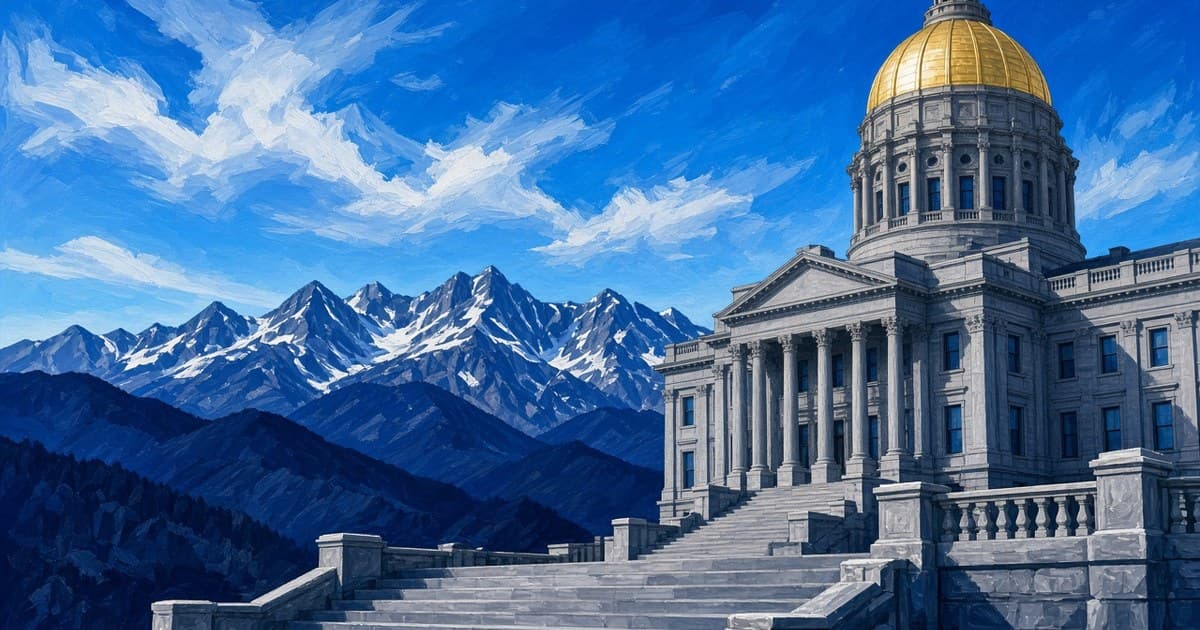 Editorial illustration of the Colorado State Capitol gold dome